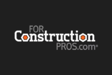 Logo for ForConstructionPros.com featuring the text FOR Construction PROS.com on a black background, with hexagon shapes replacing the os in the word Construction.
